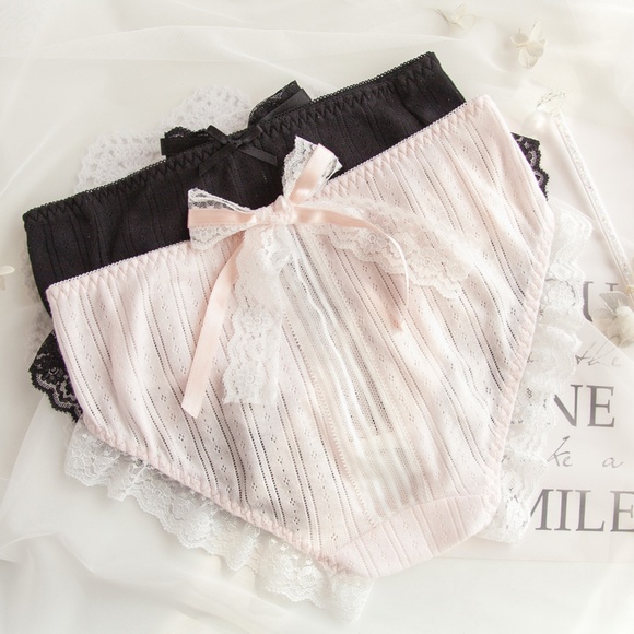 Light Pink Sweet Lolita Cotton Panties. Cute mid rise Panties. 26" to 38" waist. - Picture 14 of 14